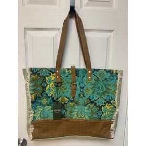 New Myra Aqua Magic Weekender Overnight XL Bag 21"x15"x8" Green Aqua Blue